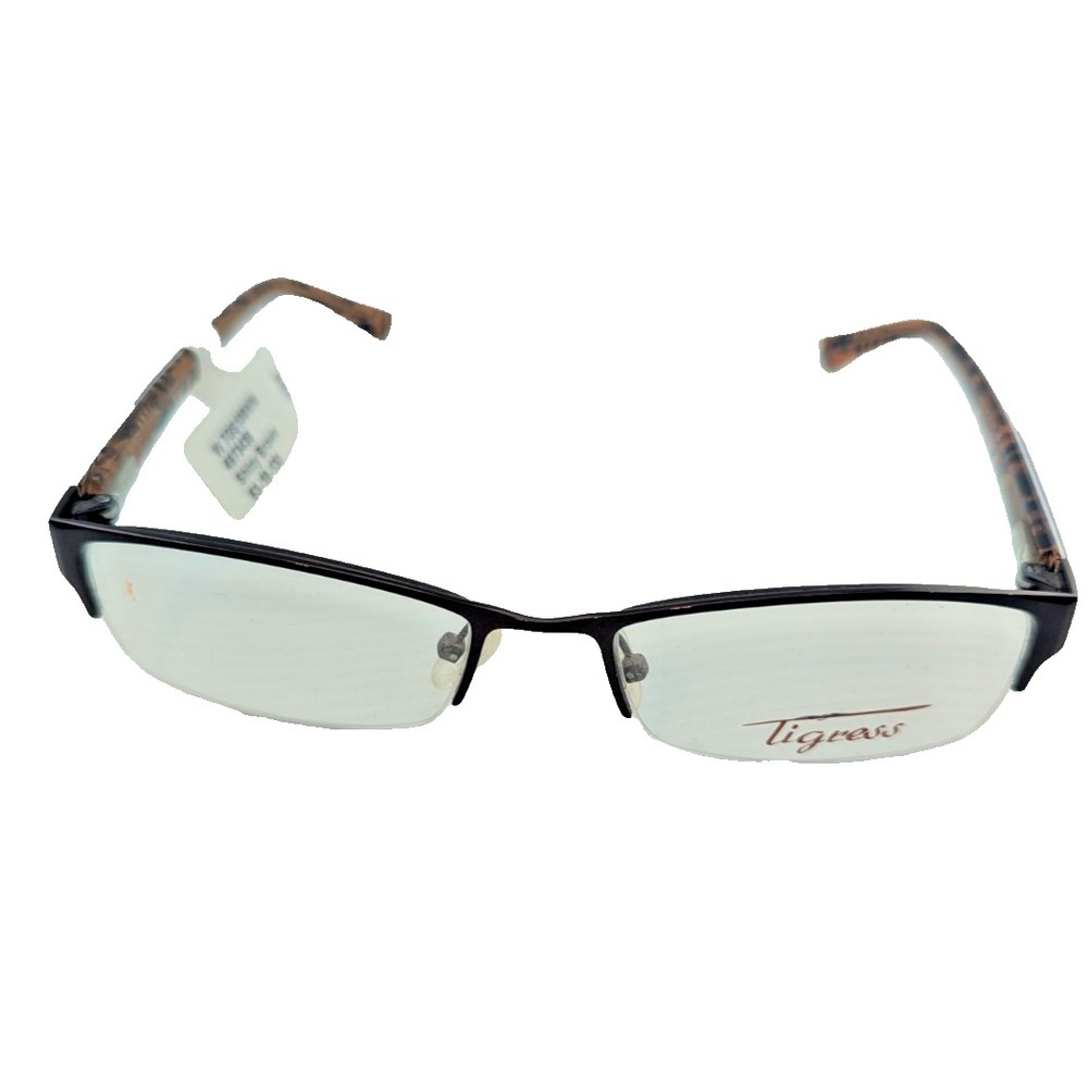Tigress TGS 108 210 Shiny Brown Eyeglass Frames 53-18-130 NWT